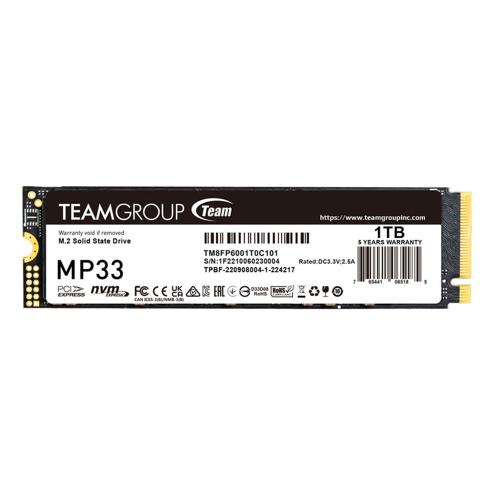 Team Group Team Group MP33 1TB M.2 2280 NVMe PCIe 3.0 Internal SSD - 1TB NVMe